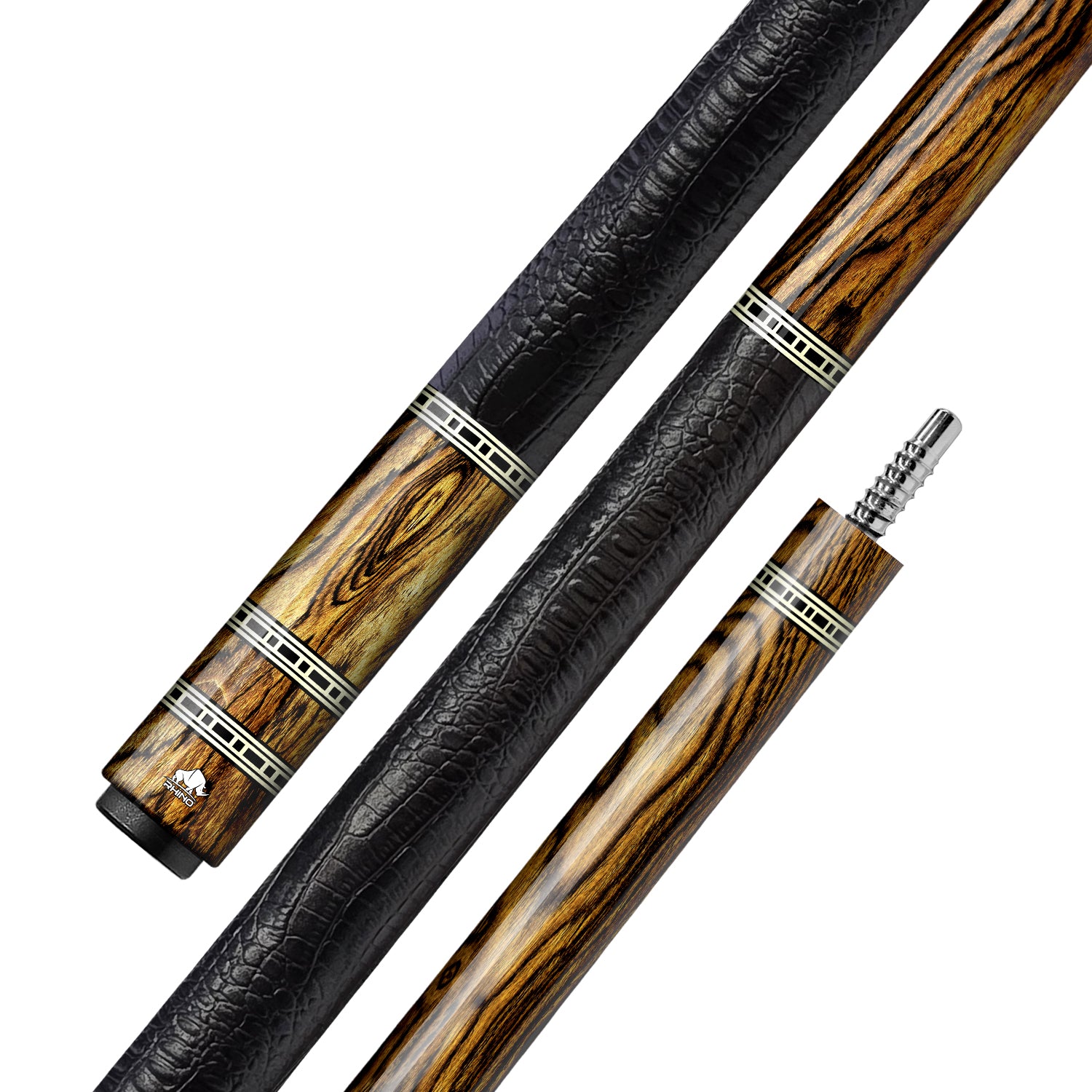 Rhino RETRÔ Cue Butt - Bocote - Crocodile Embossed Microfiber Leather Wrap