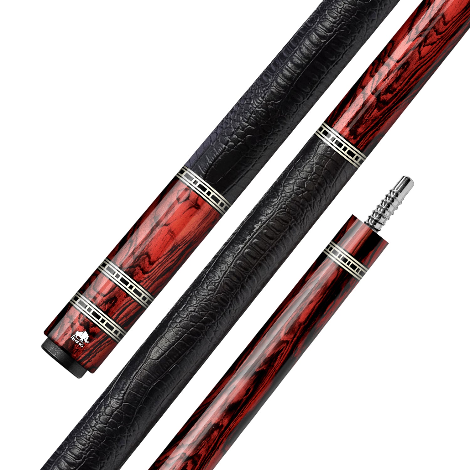 Rhino RETRÔ Cue Butt - Cocobolo - Crocodile Embossed Microfiber Leather Wrap