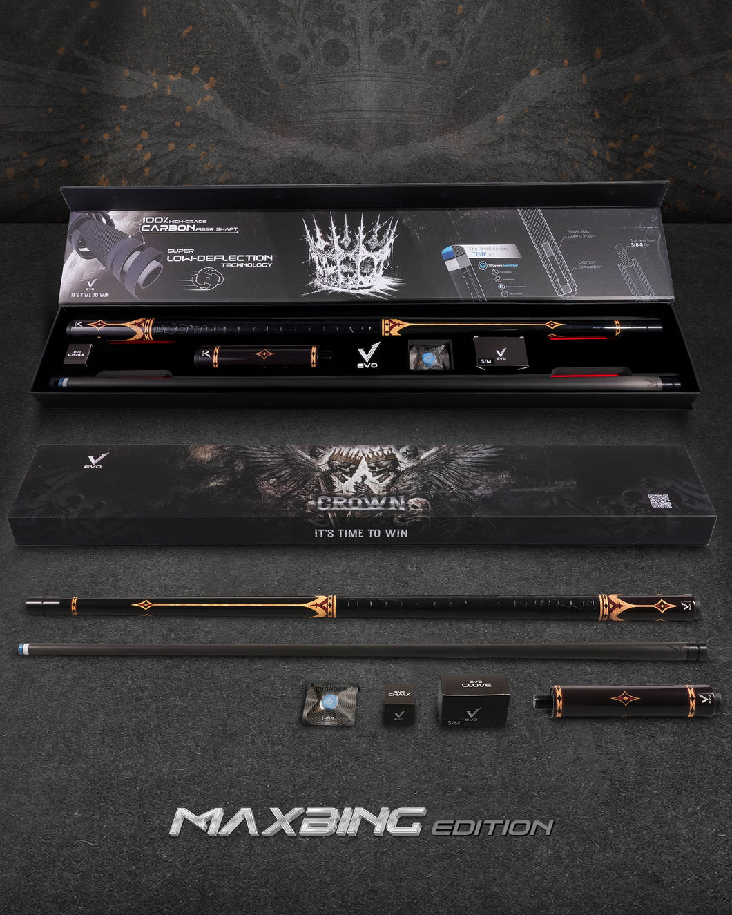 EVO CROWN MAXBING EDITION - ROYAL BLACK - BLACK LEATHER WRAP