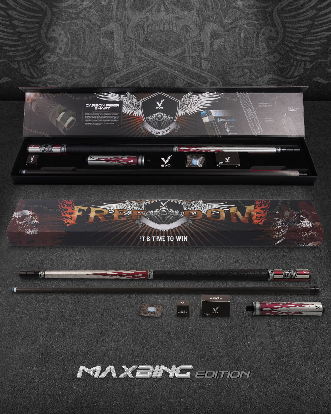 EVO FREEDOM MAXBING EDITION - CRIMSON FLAME - BLACK LEATHER WRAP