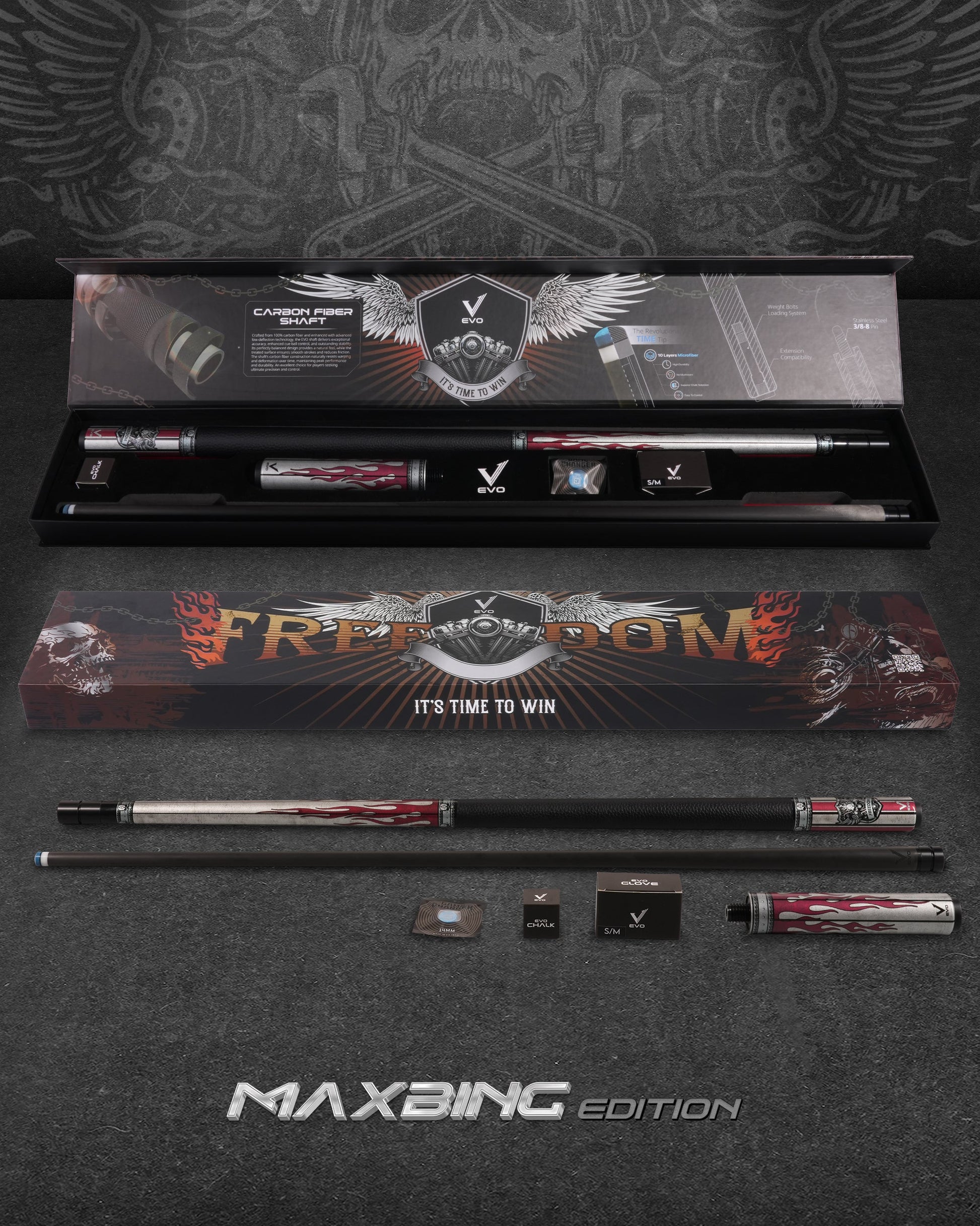 EVO FREEDOM MAXBING EDITION - CRIMSON FLAME - BLACK LEATHER WRAP