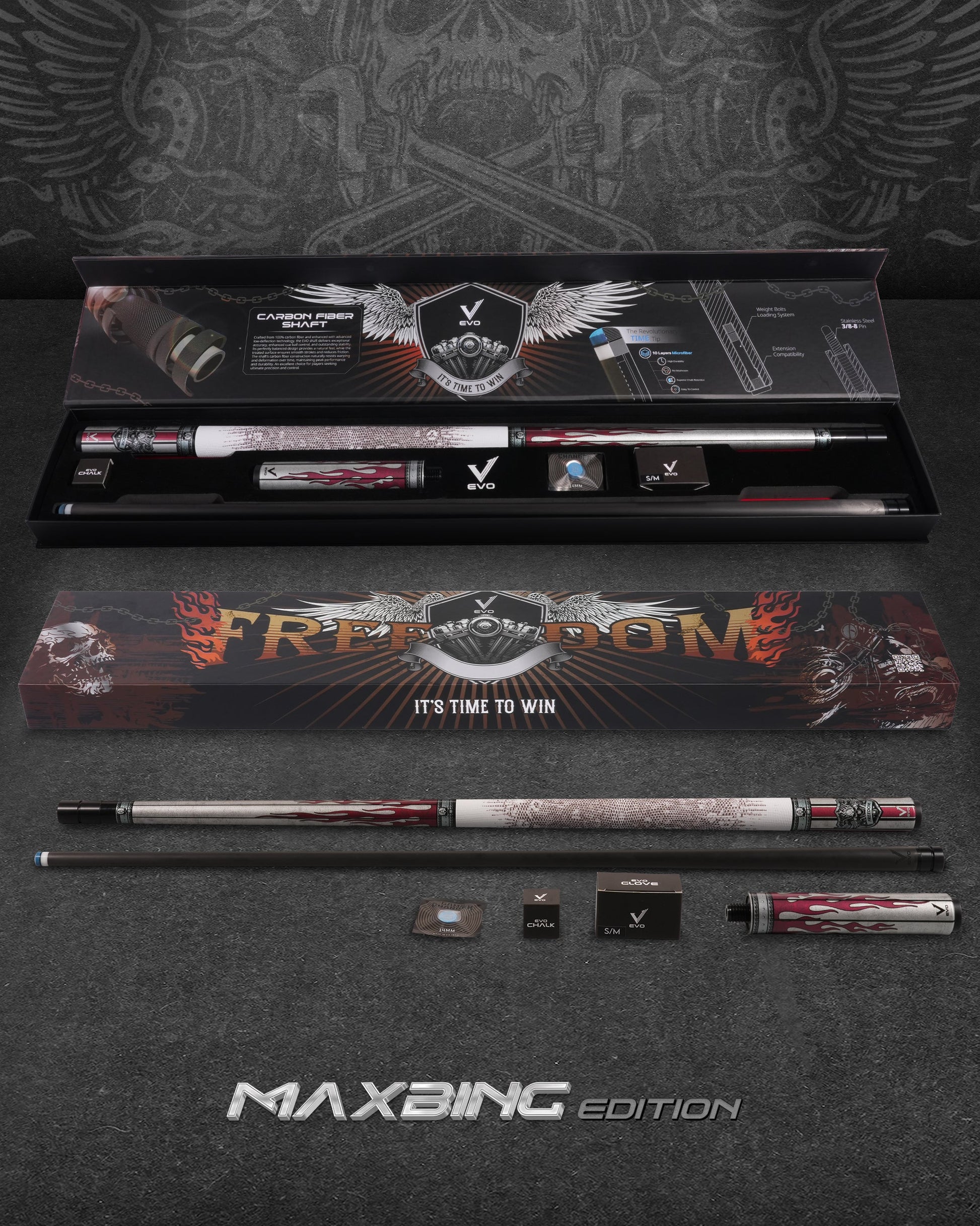 EVO FREEDOM MAXBING EDITION - CRIMSON FLAME - WHITE LEATHER WRAP