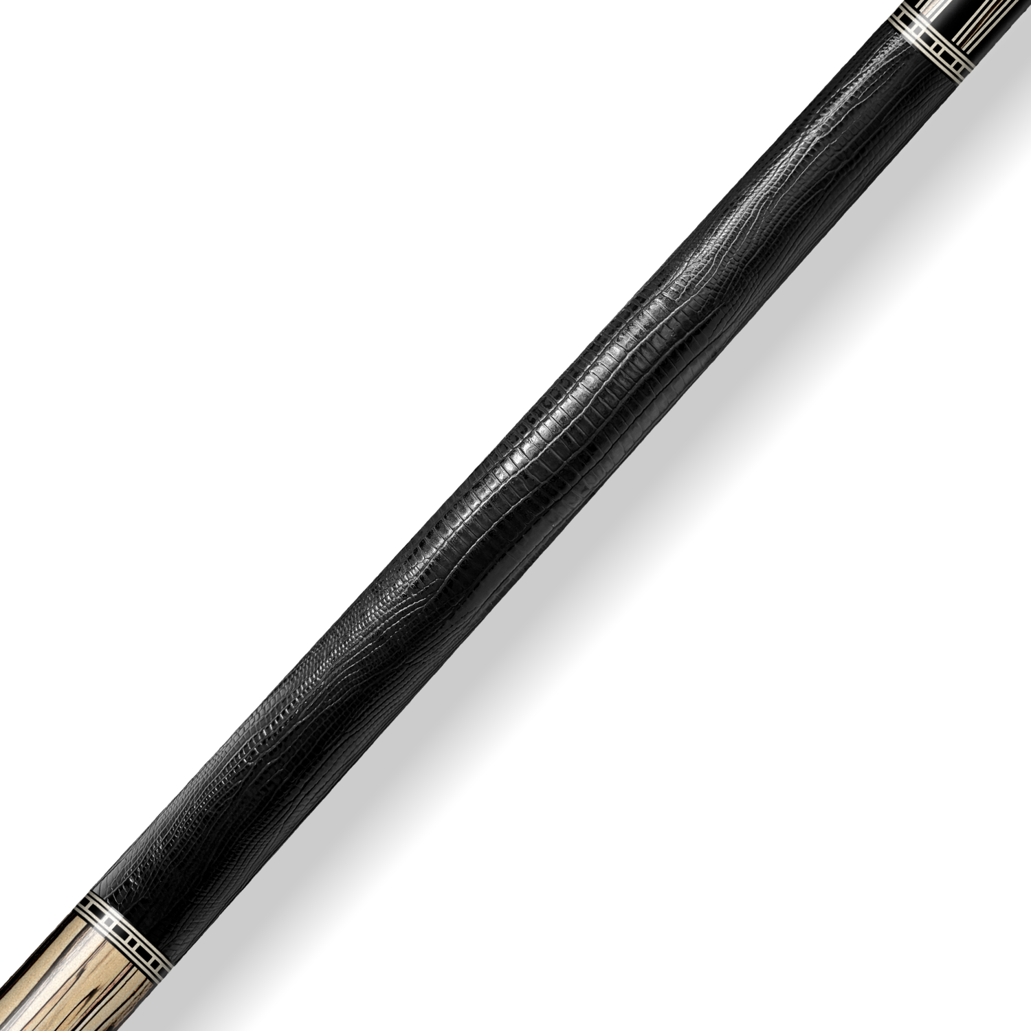 Rhino RETRÔ Cue Butt - Pale Moon Ebony- Lizard Embossed Microfiber Leather Wrap & Point