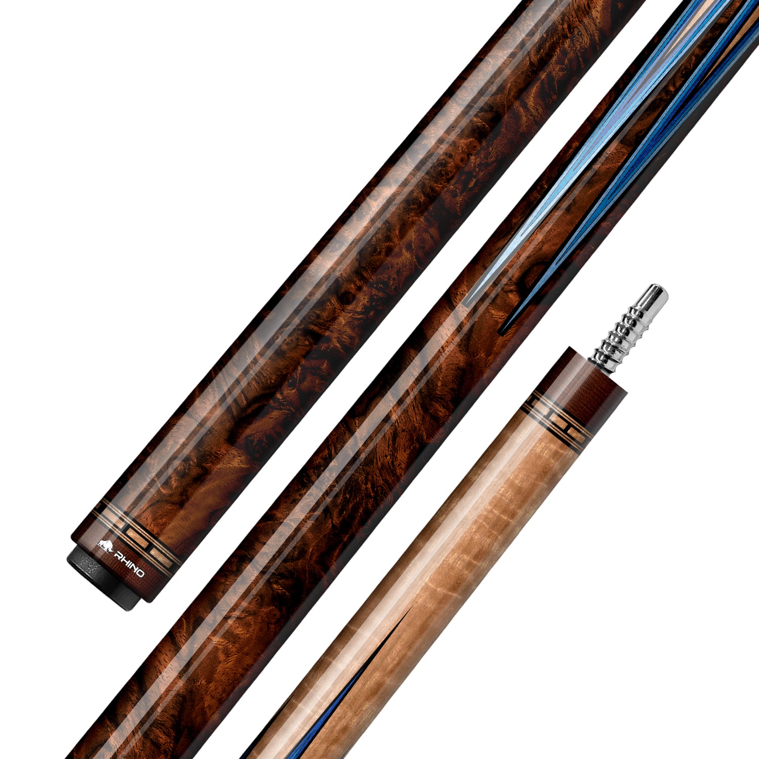RHINO MUST POOL CUE - BURL BLUEPOINT