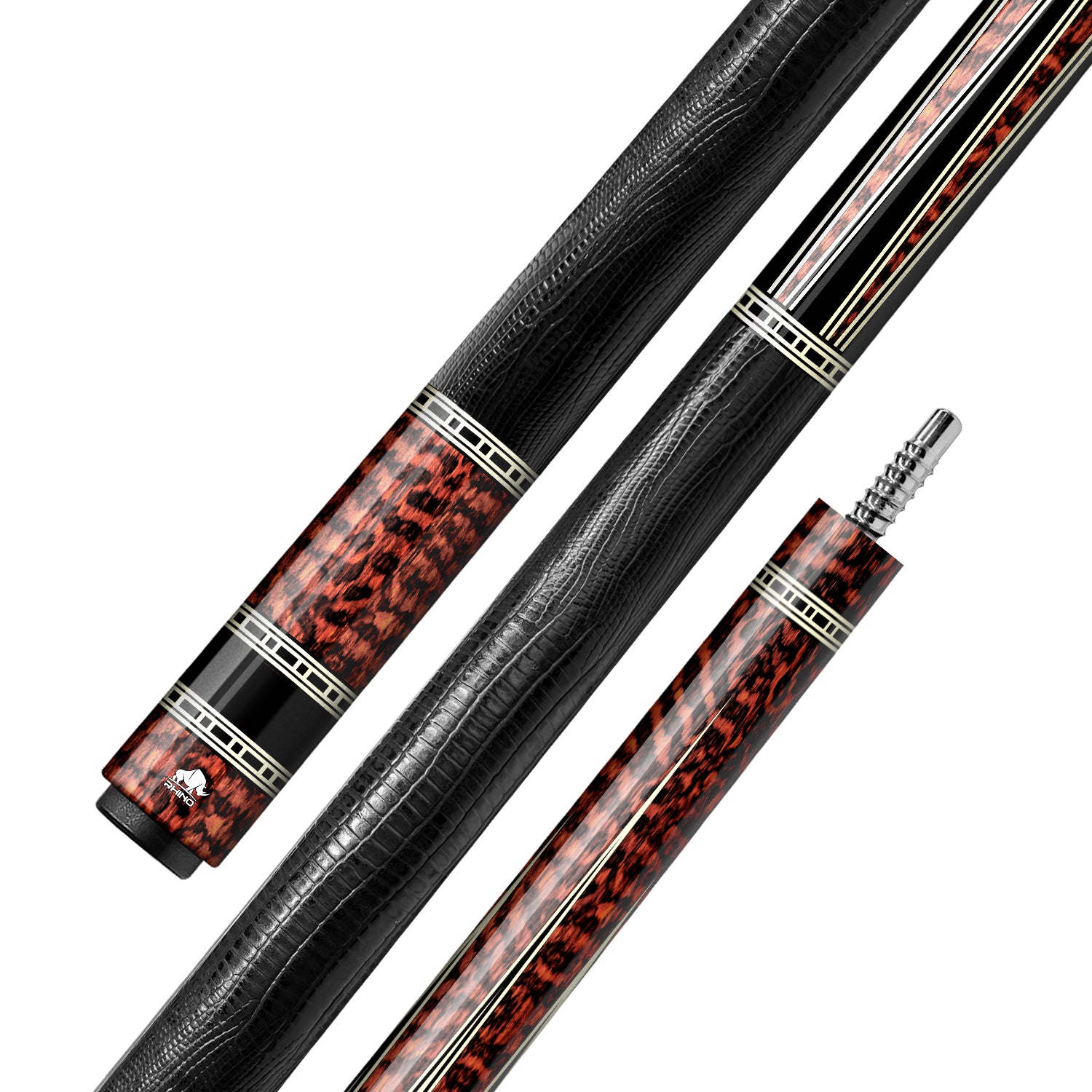 Rhino RETRÔ Cue Butt - Snake - Lizard Embossed Microfiber Leather Wrap & Point