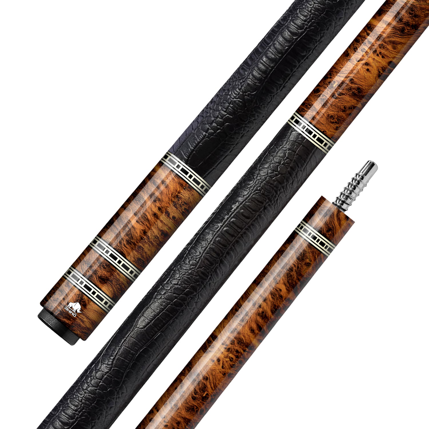 Rhino RETRÔ Cue Butt - Thuya - Crocodile Embossed Microfiber Leather Wrap