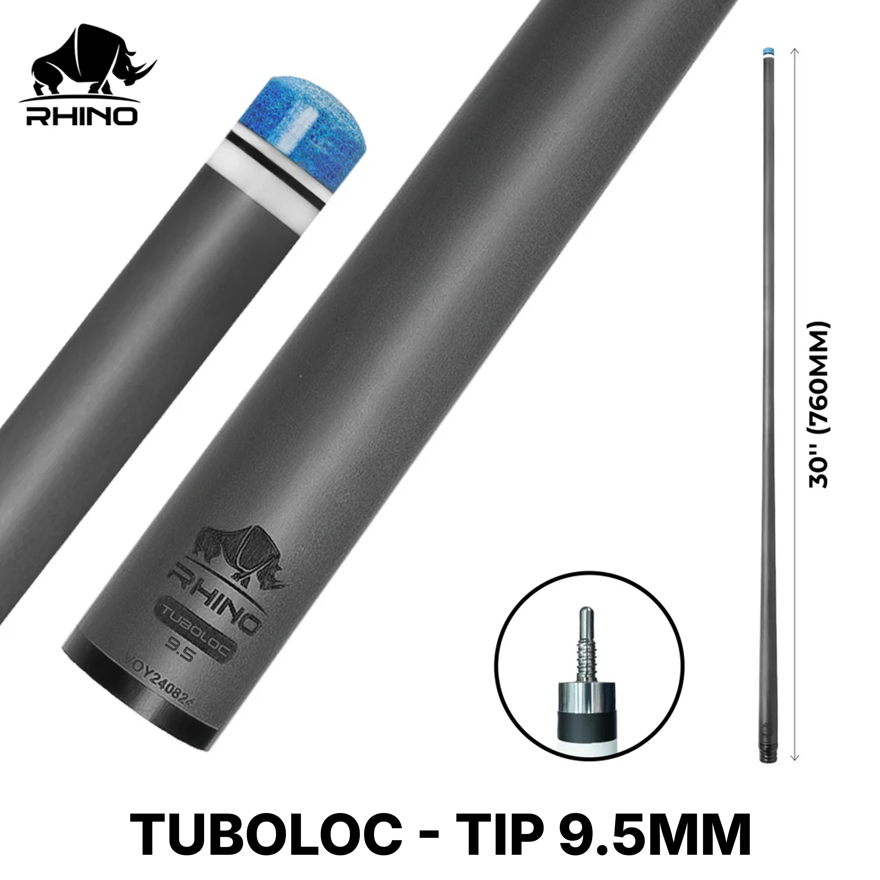 Rhino - 30" / Tuboloc Carbon Pool Cue Single Shaft 9.5