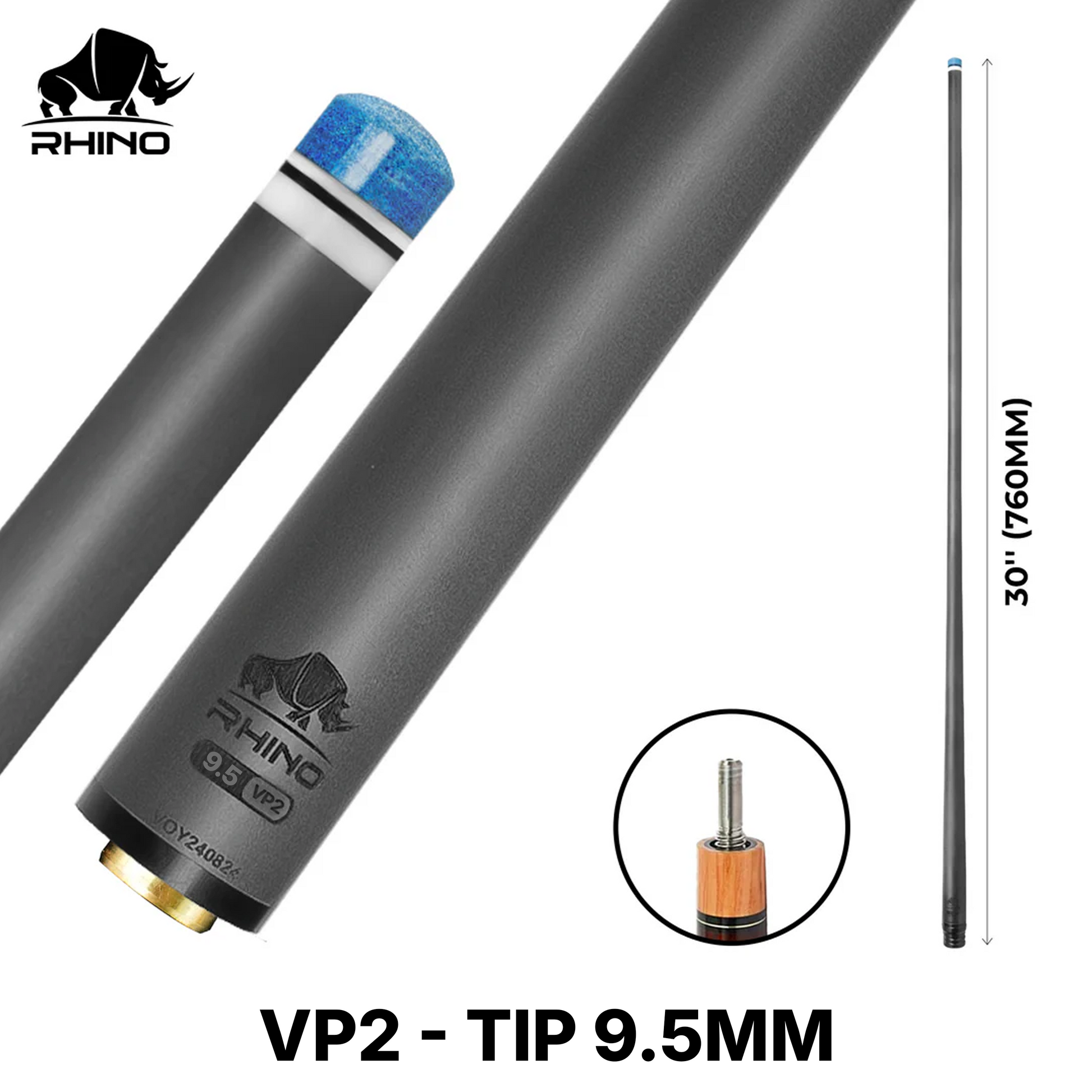 Rhino - 30" / VP2 Carbon Pool Cue Single Shaft 9.5