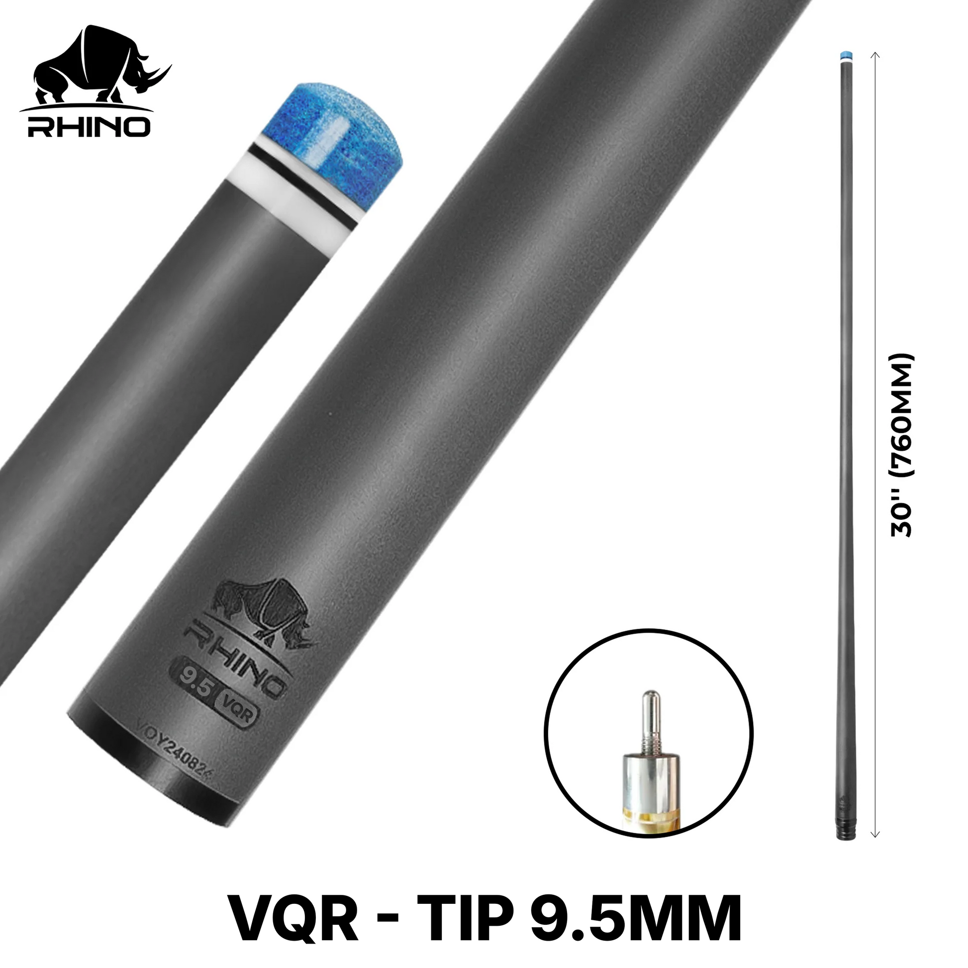 Rhino - 30" / Quick Release (VQR) Carbon Pool Cue Single Shaft 9.5
