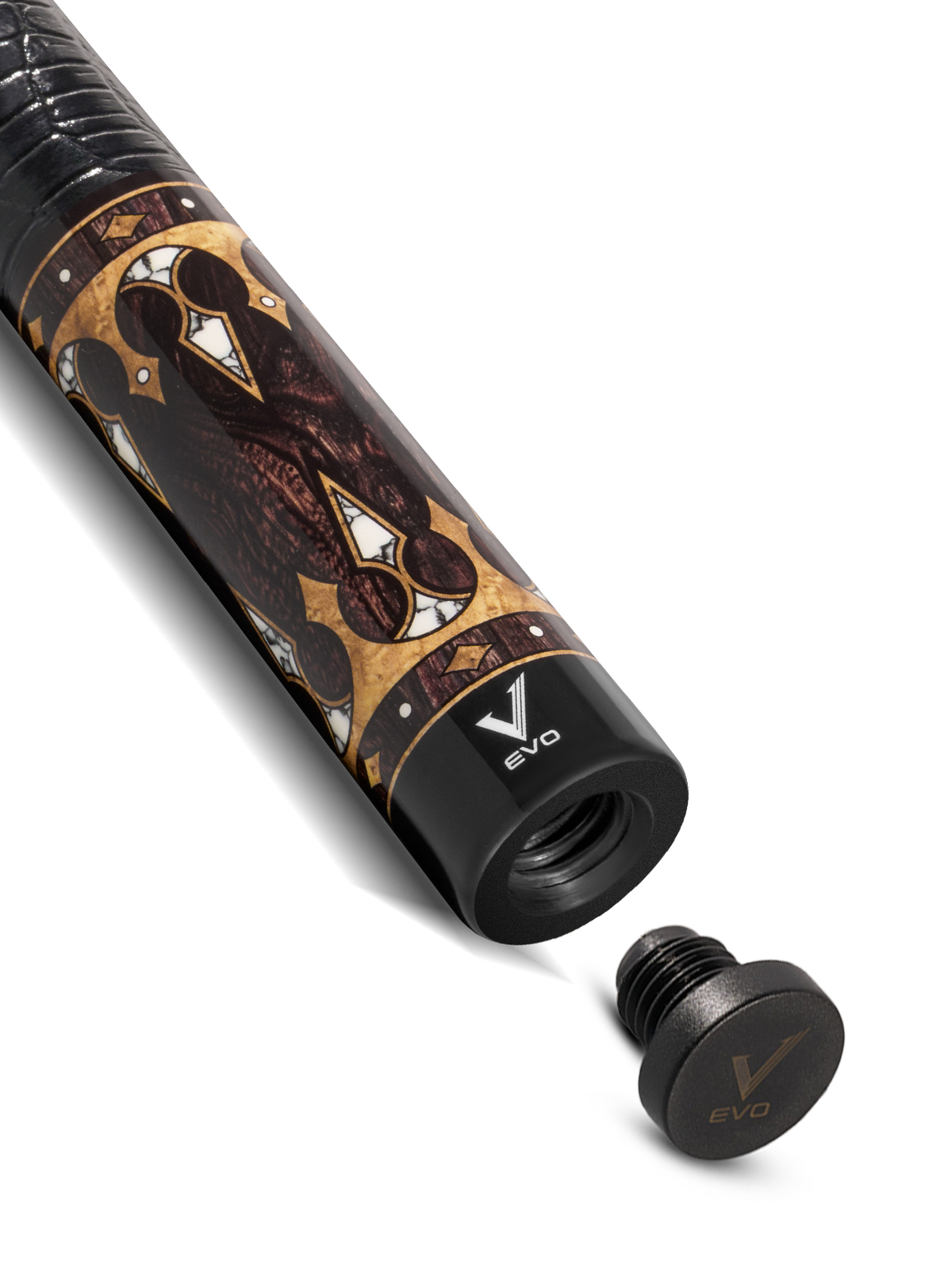 EVO CROWN POOL CUE - ANCIENT OAK - LEATHER WRAP