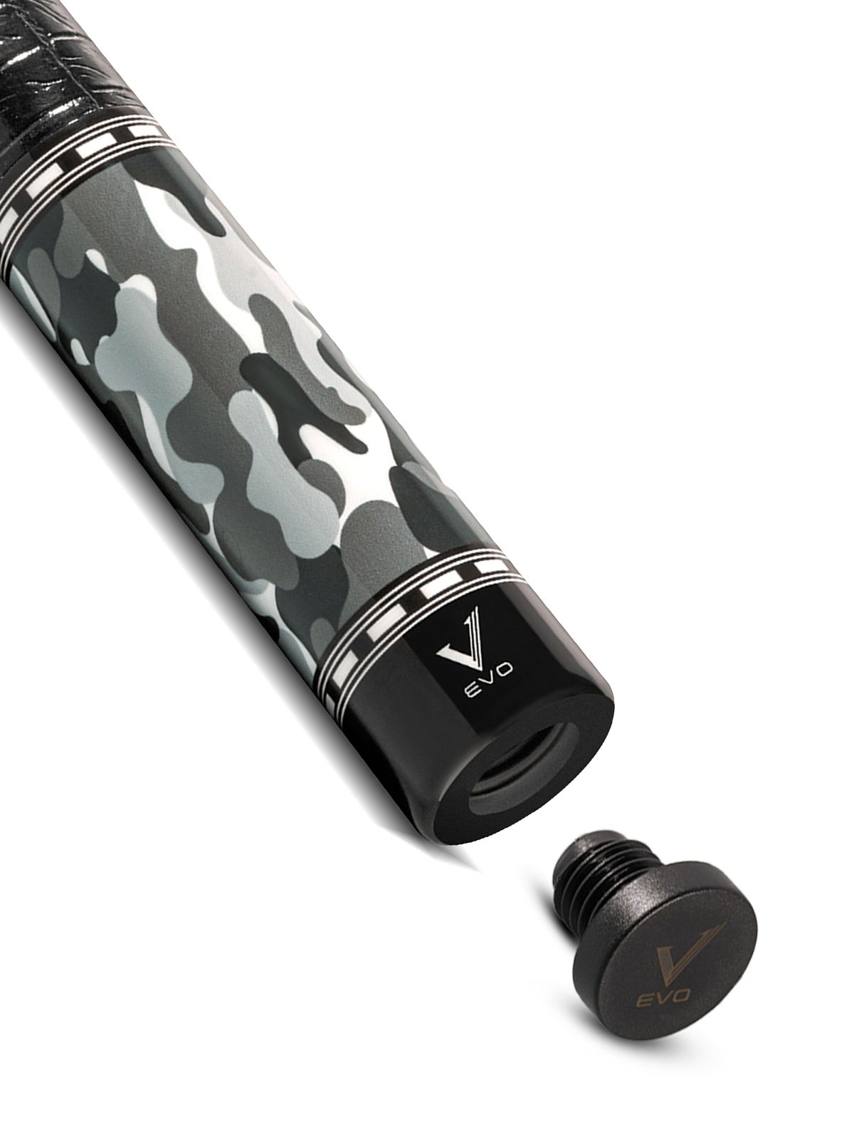 EVO CAMO POOL CUE - GHOST - LEATHER WRAP