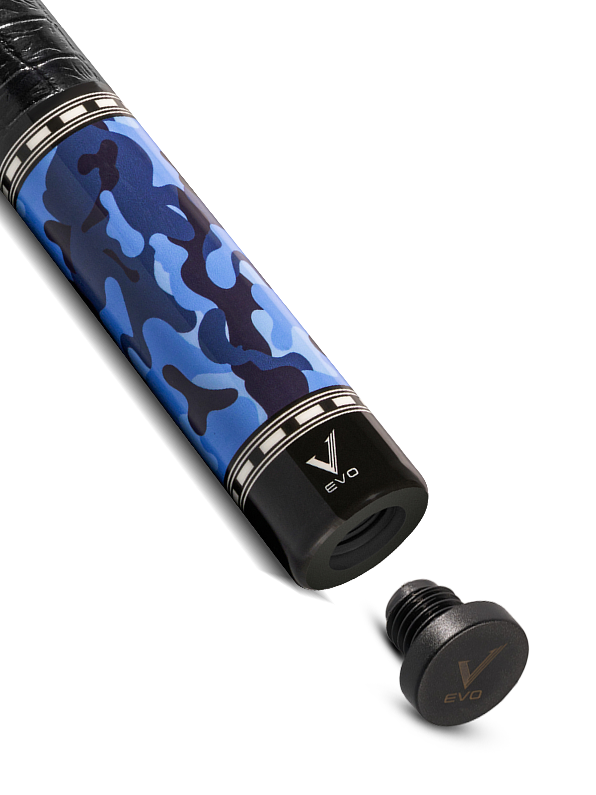 EVO CAMO POOL CUE - NAVY - LEATHER WRAP
