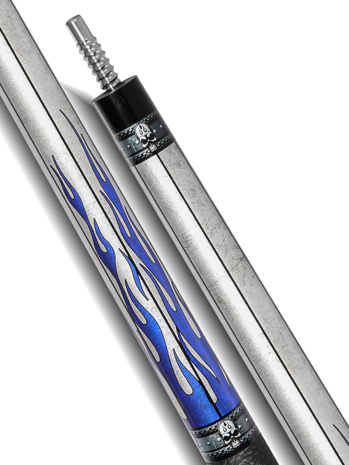 EVO FREEDOM POOL CUE - AZURE FLAME - BLACK LEATHER WRAP