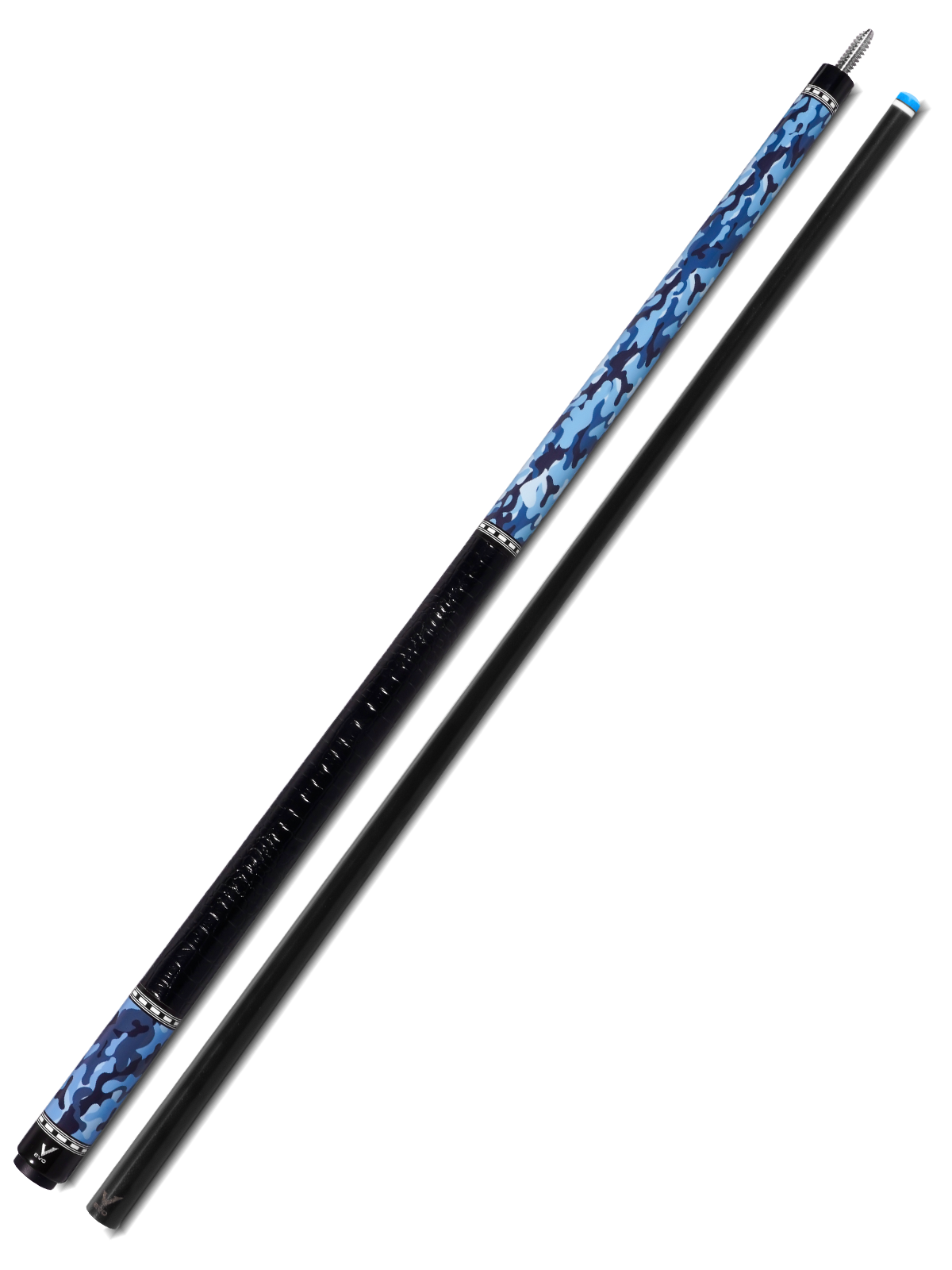 EVO CAMO POOL CUE - NAVY - LEATHER WRAP