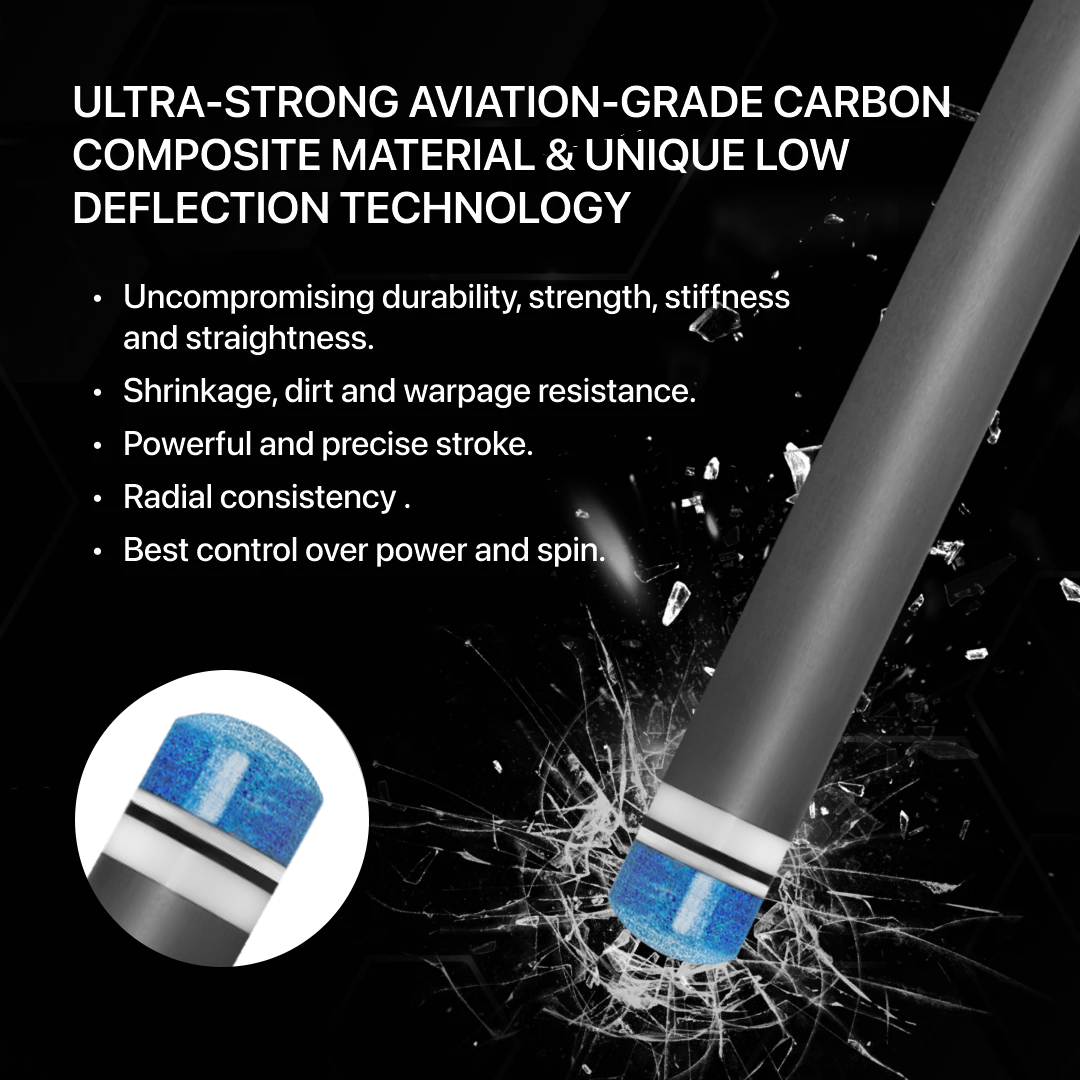 Rhino - 30" / 3/8-8 Carbon Pool Cue Single Shaft