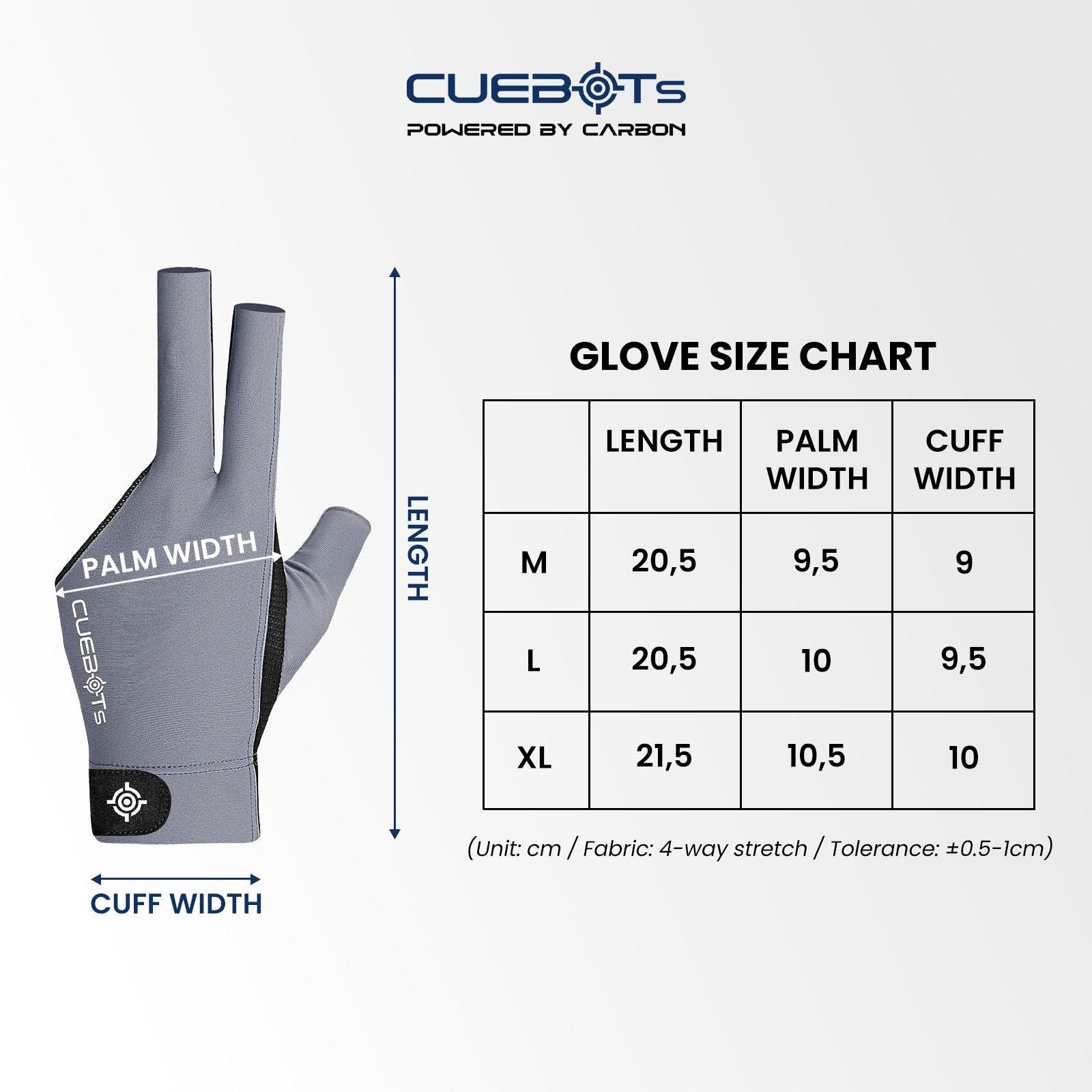 CUEBOTS Left Hand Glove - Pure Grey